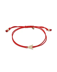 Zoe Lev 14K Yellow Gold Fortune Diamond Initial Red Cord Bolo Bracelet