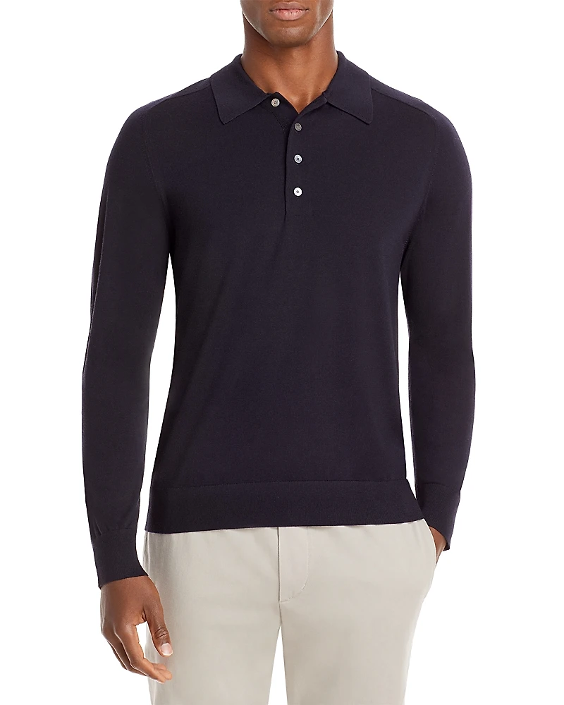 Theory Regal Wool Long Sleeve Polo Shirt
