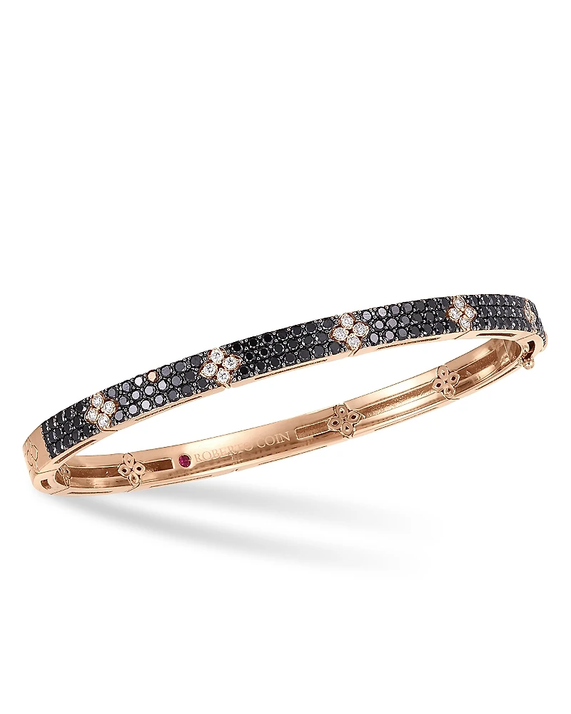 Roberto Coin 18K Rose Gold Verona Black and White Diamond Bangle Bracelet