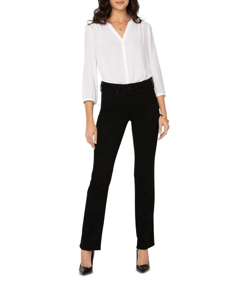 Petites Marilyn High Rise Straight Jeans Black