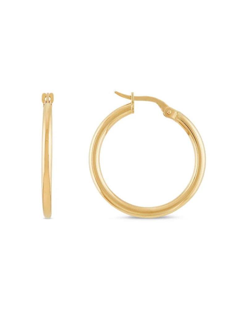 14K Yellow Gold Polished Hoop Earrings