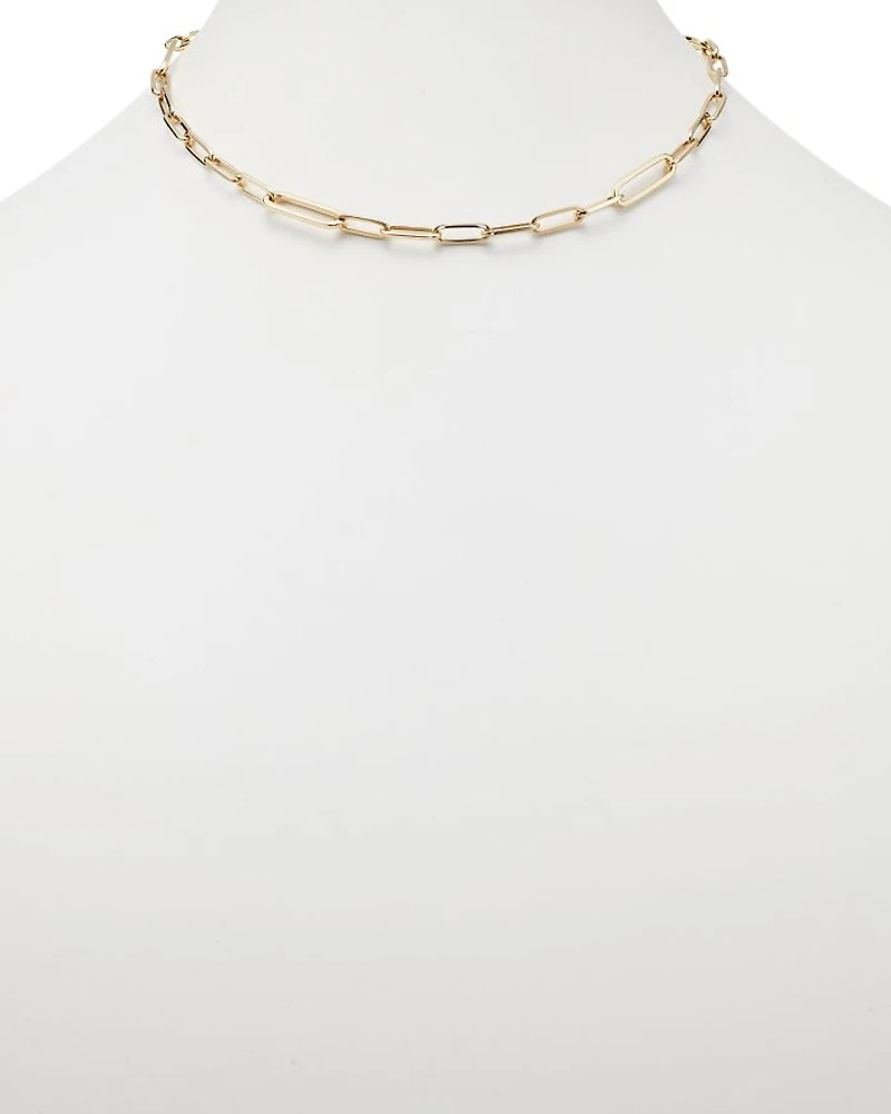 14K Yellow Gold Paperclip Link Chain Necklace, 18"