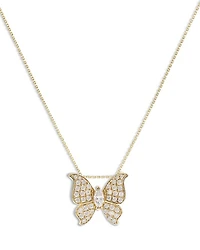 Diamond Butterfly Pendant Necklace in 14K Yellow Gold, 0.30 tcw
