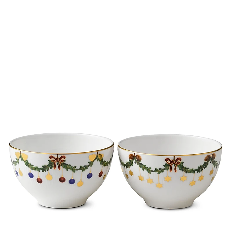 Royal Copenhagen Star Fluted Christmas Bowls, Set of 2