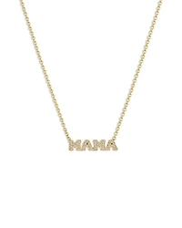 14K Yellow Gold Itty Bitty Diamond Mama Pendant Necklace, 14-16"