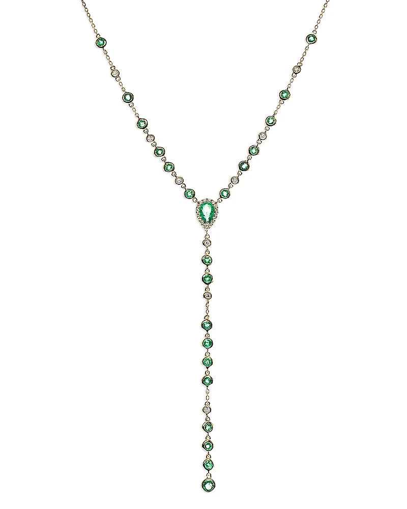 Bloomingdale's Fine Collection Emerald & Diamond Lariat Necklace