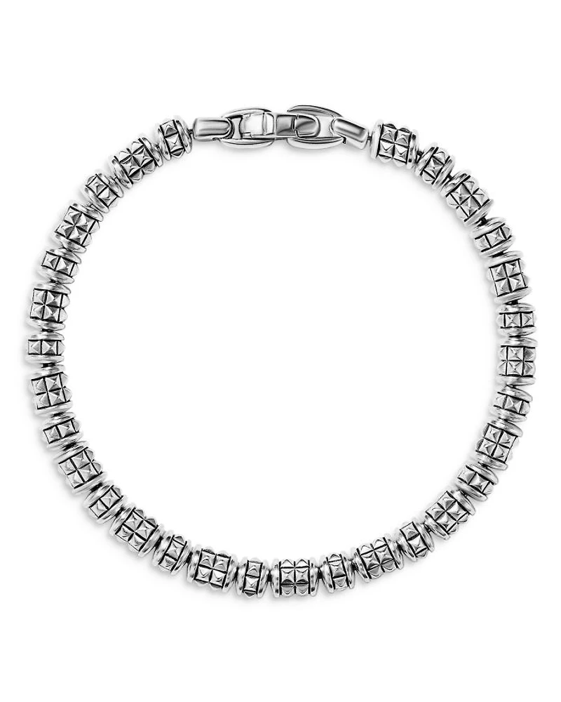 Men's Sterling Silver Pyramid Rondelle Bracelet