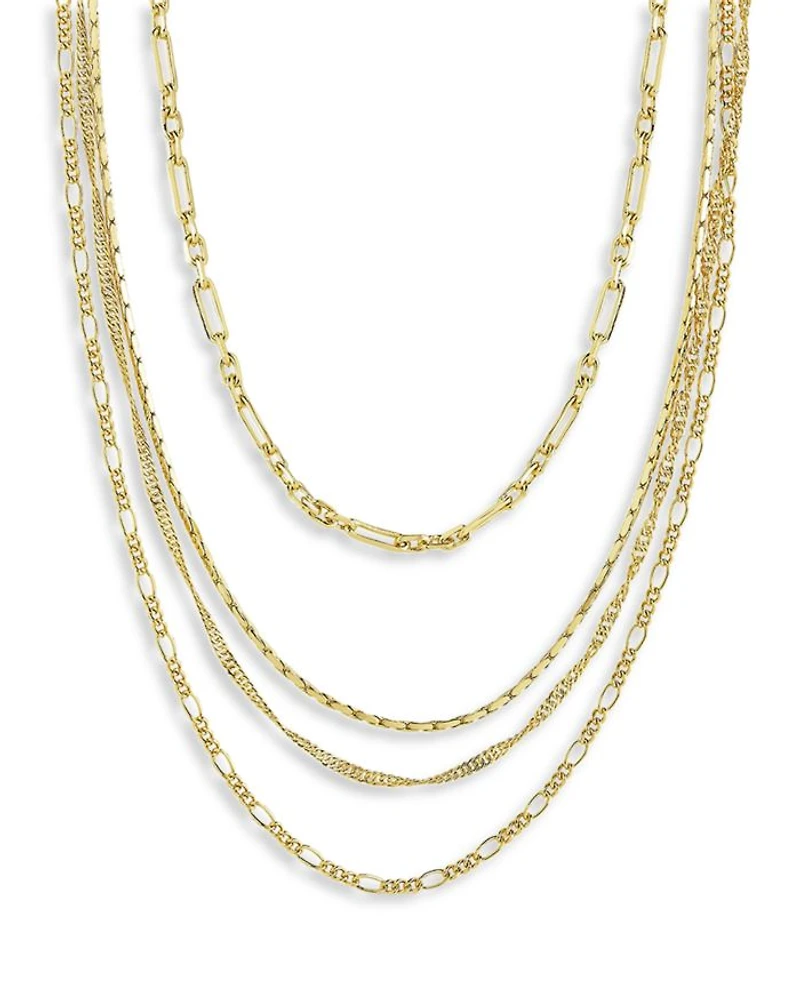 Multi Chain Layered Necklace, 19"
