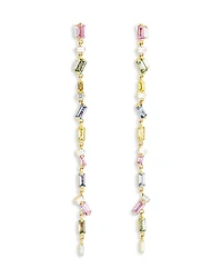 Suzanne Kalan 18K Yellow Gold Fireworks Rainbow Sapphire & Diamond Scattered Linear Drop Earrings