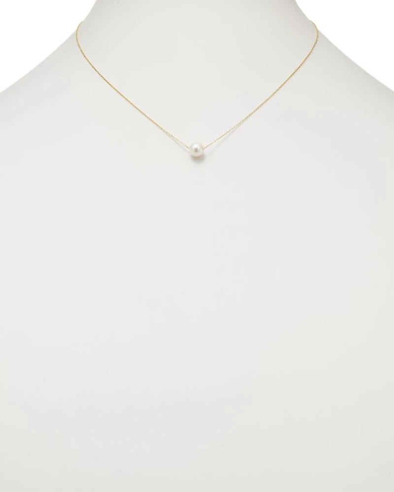 14K Yellow Gold Cultured Freshwater Pearl Solitaire Necklace, 18"
