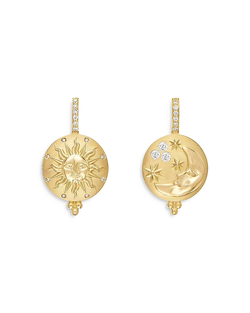Temple St. Clair 18K Yellow Gold Sole Luna Diamond Drop Earrings