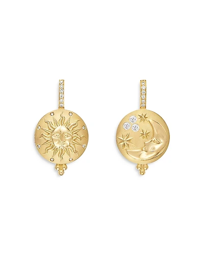 Temple St. Clair 18K Yellow Gold Sole Luna Diamond Drop Earrings