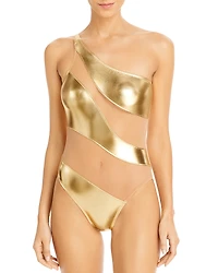 Norma Kamali Snake Metallic Mesh Swimsuit