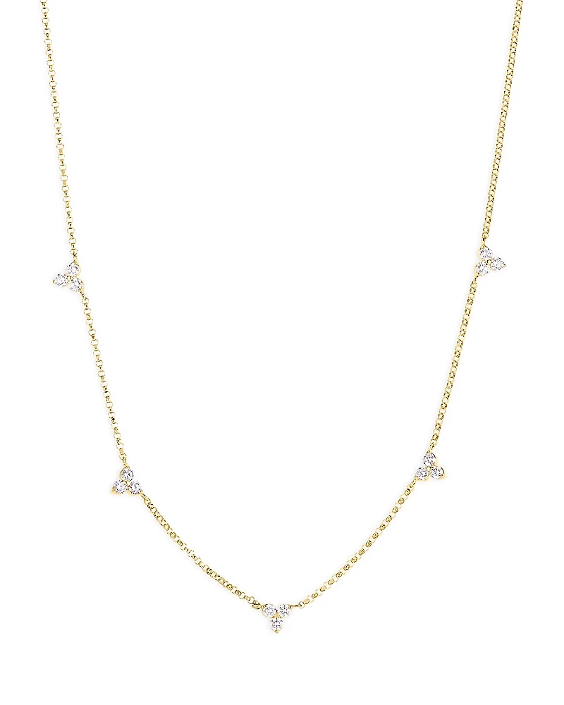 Roberto Coin 18K Yellow Gold Diamonds Love by the Inch Diamond Mini Cluster Station Necklace, 17
