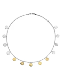 925/18K Chimera Classico Hammered Paillette Disc Necklace, 16-18"