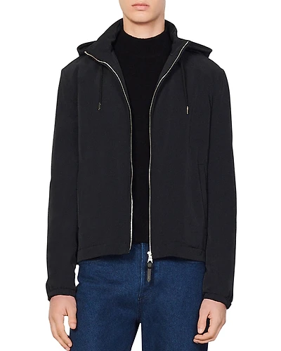 Sandro Hooded Zip-Front Tech Jacket
