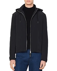 Sandro Hooded Zip-Front Tech Jacket