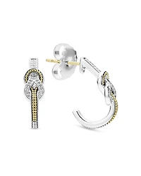 Lagos 18K Yellow Gold & Sterling Silver Newport Diamond Knot Half Hoop Earrings