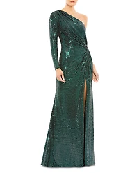 Mac Duggal One Shoulder Sequined Gown