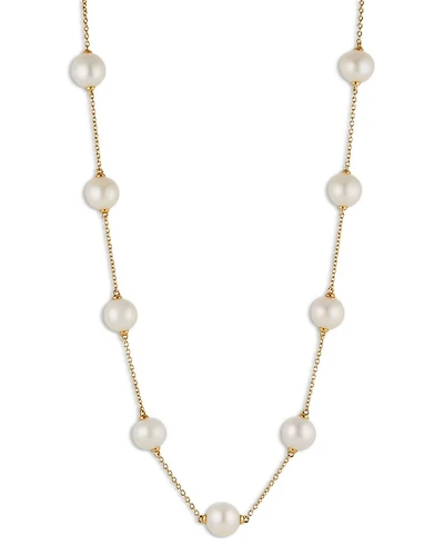 Imitation Pearl Station Necklace, 16"
