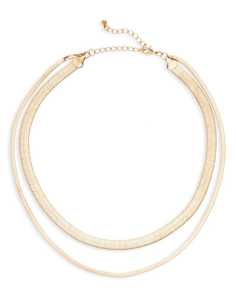Snake Chain Layered Collar Necklace, 16"-19" - Exclusive