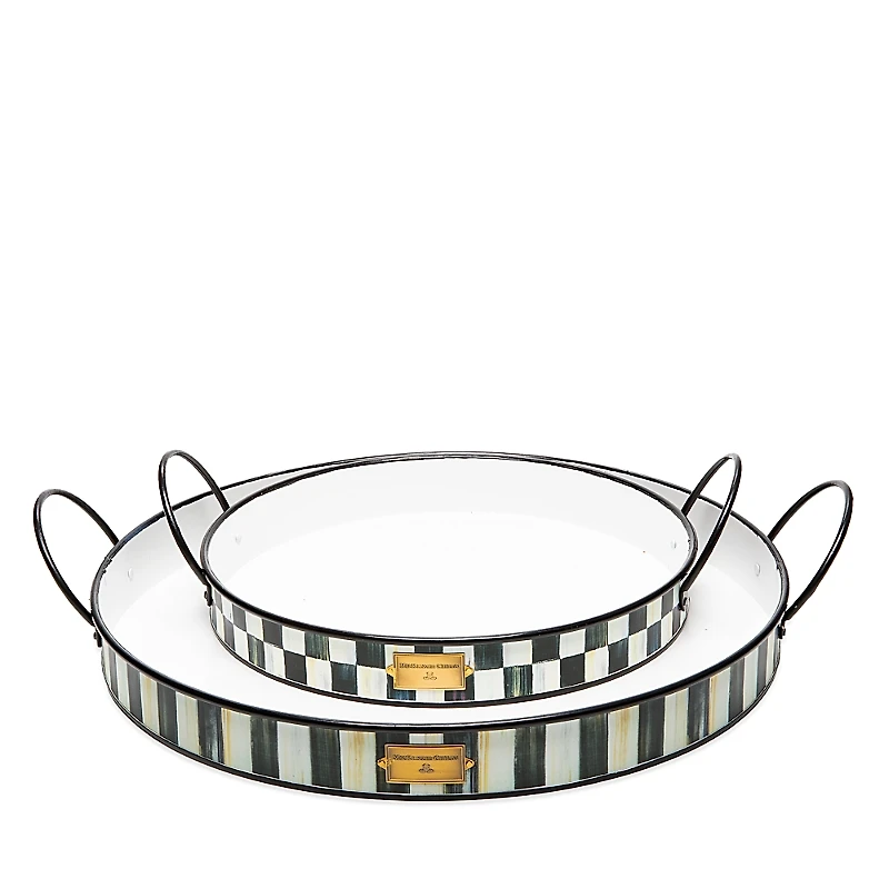 Mackenzie-Childs Spectator Galvanized Outdoor Trays, Set of 2