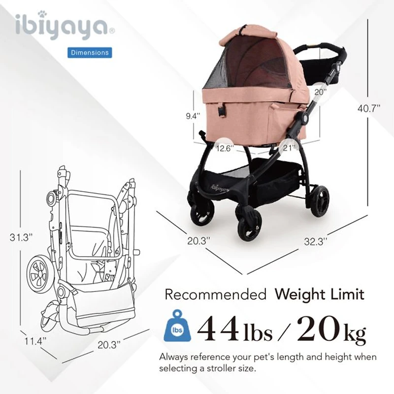New Cleo Travel System Pet Stroller, 3-in-1 Dog Stroller, Pet Carrier, Dog Stroller