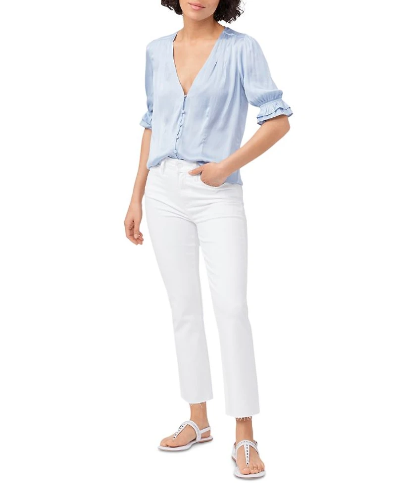 Cindy High Rise Cropped Straight Jeans Crisp White