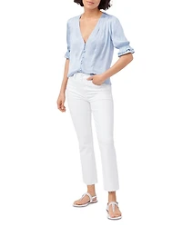 Cindy High Rise Cropped Straight Jeans Crisp White