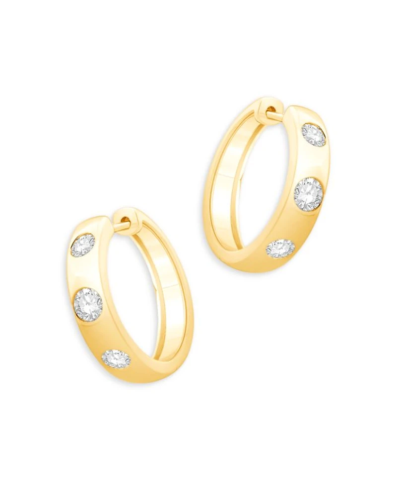 Diamond Hoop Earrings in 14K Yellow Gold, 0.60 tcw