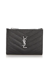 Saint Laurent Cassandre Matelasse Fragments Zipped Bi-Fold Wallet