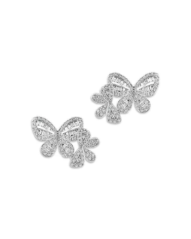 Bloomingdale's Fine Collection Diamond Round & Baguette Butterfly Stud Earrings