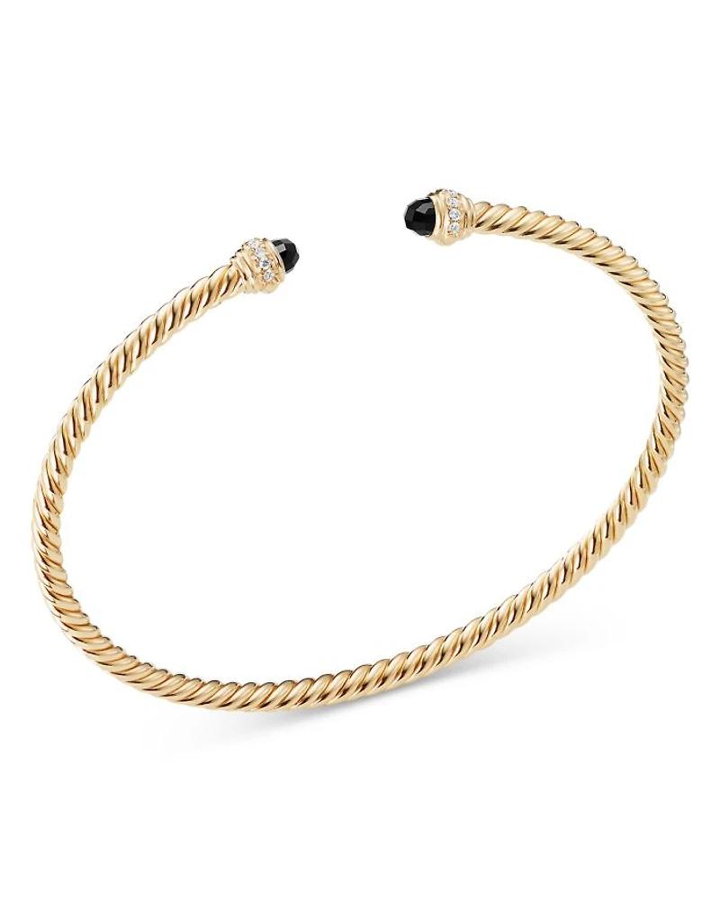 18K Yellow Gold Cablespira® Bracelet with Black Onyx & Diamonds