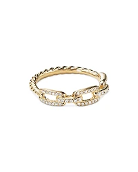 David Yurman Stax Single Row Pave Chain Link Ring with Diamonds