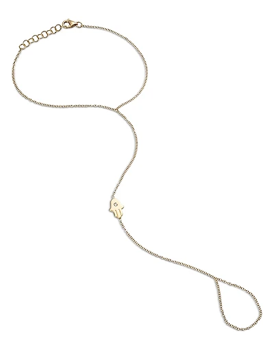 Zoe Lev 14K Yellow Gold Diamond Hamsa Hand Hand Chain Bracelet