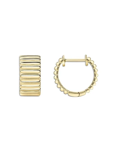 14K Yellow Gold Huggie Hoop Earrings