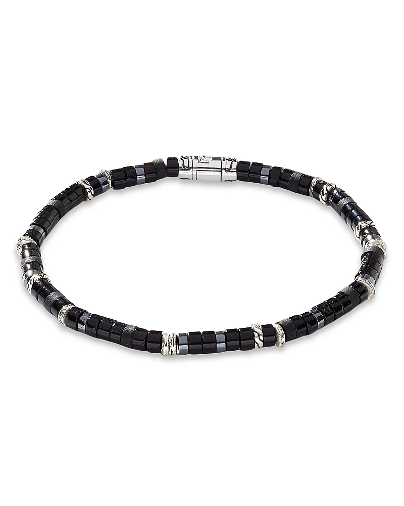 John Hardy Men's Sterling Silver Classic Chain Onyx & Hematite Bead Heishi Bracelet