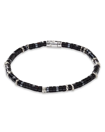 John Hardy Men's Sterling Silver Classic Chain Onyx & Hematite Bead Heishi Bracelet