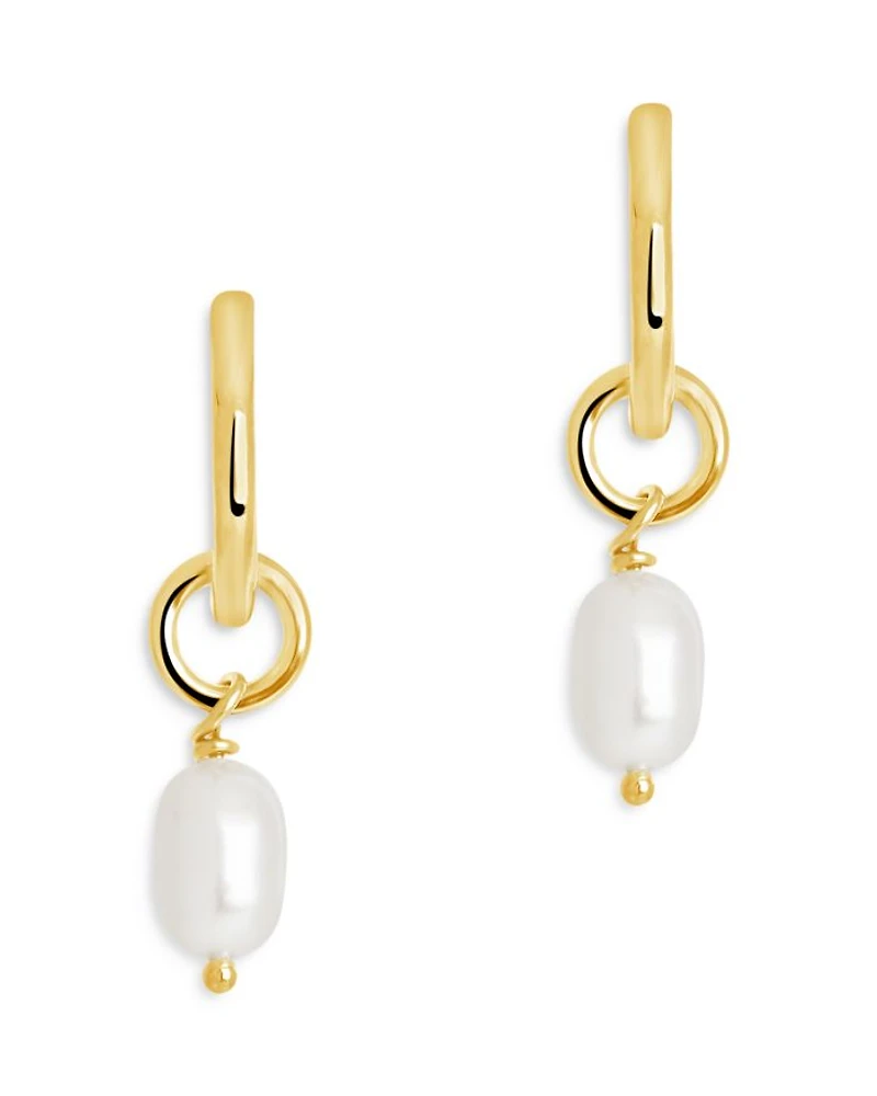 Sterling Silver Cultured Freshwater Pearl Hoop Earrings
