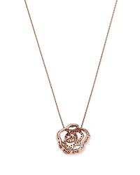 Diamond Rose Flower Pendant Necklace in 14K Rose Gold, 0.30 tcw