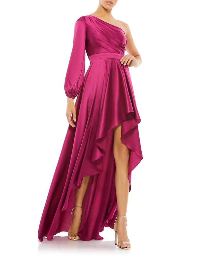 High Low One Shoulder Flowy Gown