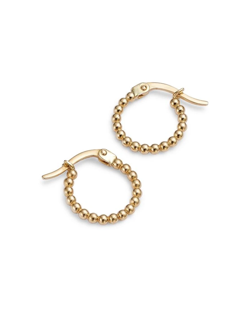 Beaded Hoop Earrings in 14K Yellow Gold - Exclusive
