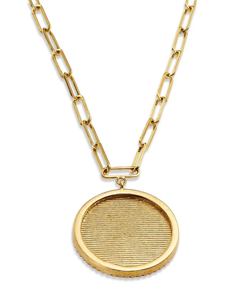 14K Yellow Gold Diamond Coin Charm Necklace, 16"