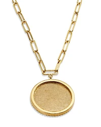 14K Yellow Gold Diamond Coin Charm Necklace, 16"