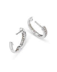 Diamond Bezel Set Huggie Hoop Earrings in 14K White Gold, .30 tcw