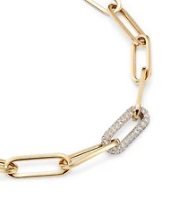 Diamond Paperclip Bracelet in 14K White & Yellow Gold