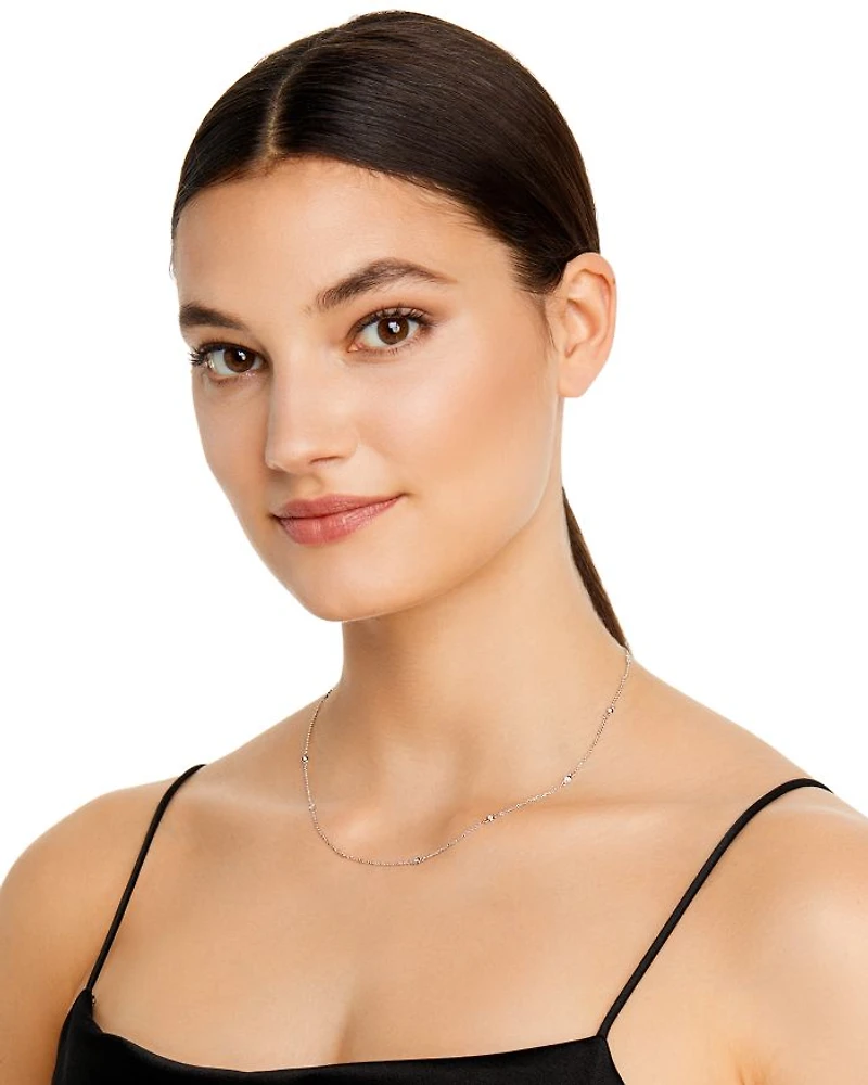 Diamond Station Necklace in 14K Gold