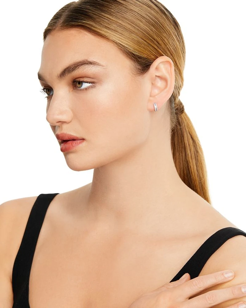 Diamond Baguette Hoop Earrings in 14K White Gold, 0.25 tcw