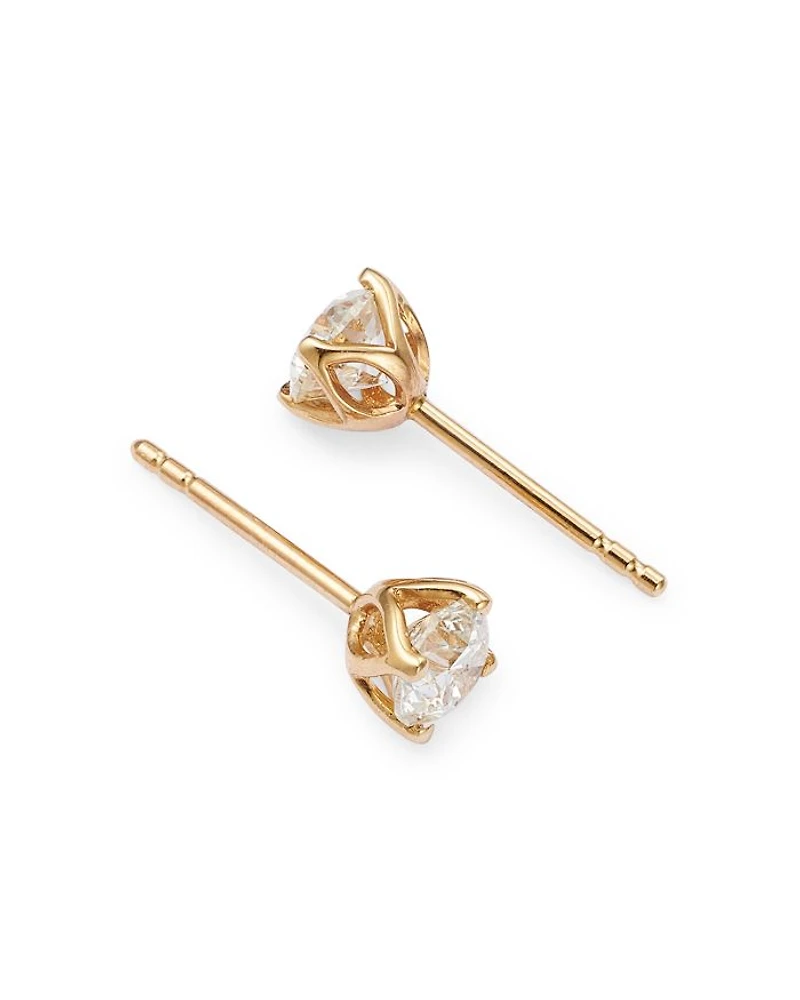 Diamond Round Tulip Stud Earrings 14K Yellow Gold, 0.25-1.0 tcw