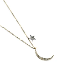 Diamond Moon Necklace in 14K Yelliow Gold, .22 tcw, 16"